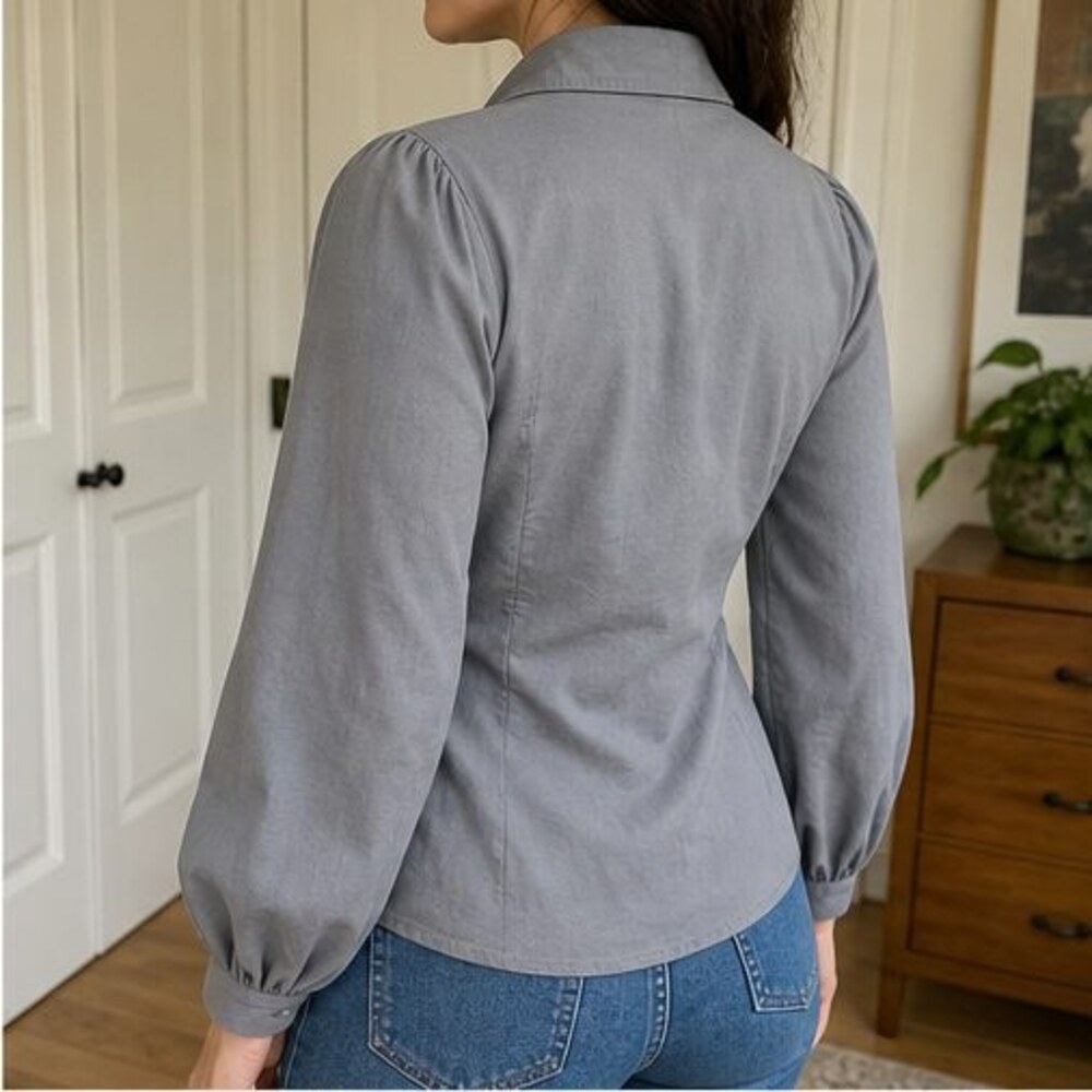Gray Ruffle Blouse - Picture 3 of 6